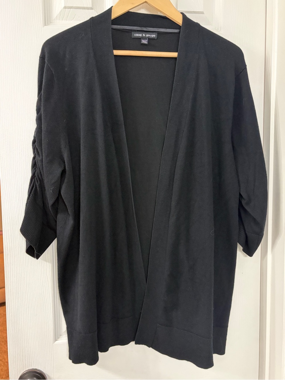 Cable & Gauge Black Open-Front Cardigan Sweater